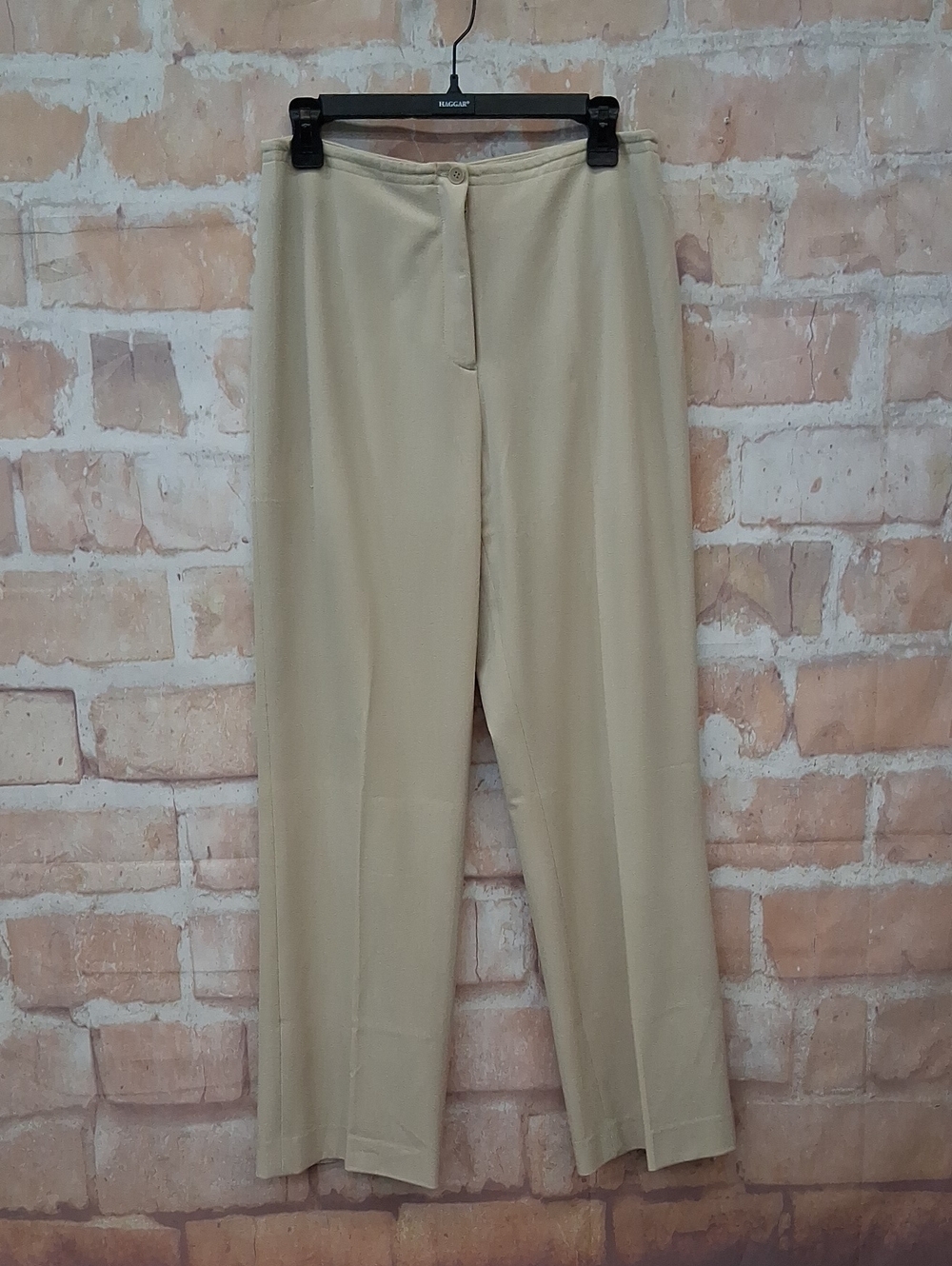 Josephine Chaus Beige High-Rise Straight-Leg Trousers